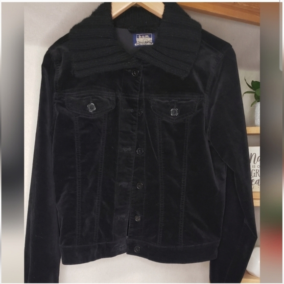 Bum Equipment Black Velvet Jean Jacket - Picture 3 of 3